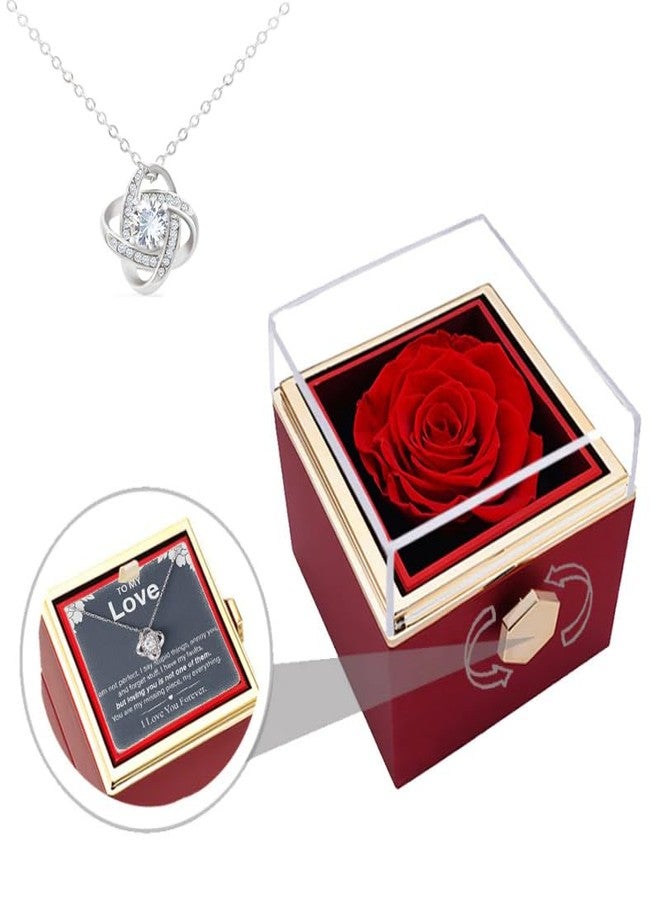 Dokazu To My Love Necklace Eternal Rose Rotating 360 Gift Box Jewelry Box, Preserved Red Rose with to My Love Necklace, Gifts for Her, Wife, Girlfriend, Wife, Rose Gifts for Women - Image 2